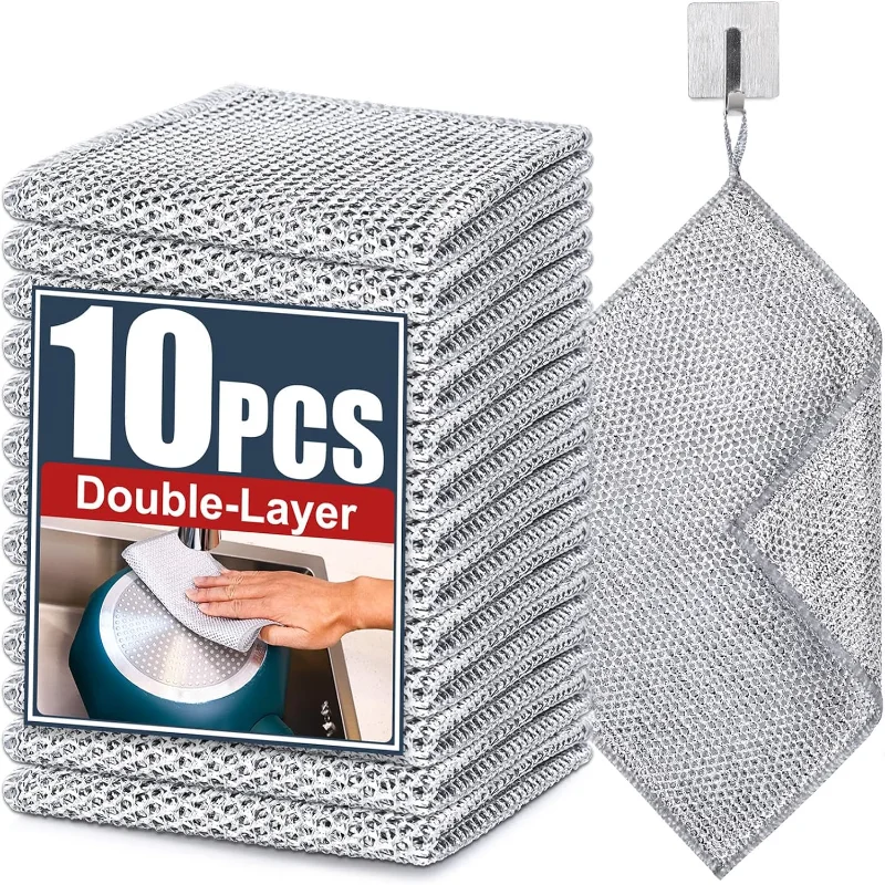 

18 Pcs New Upgrade Steel Wire Dishcloth,Double-Layer Steel Wire Cleaning Cloth,Powerful Cleaning Non-Scratch Wire Dishcloth Rag