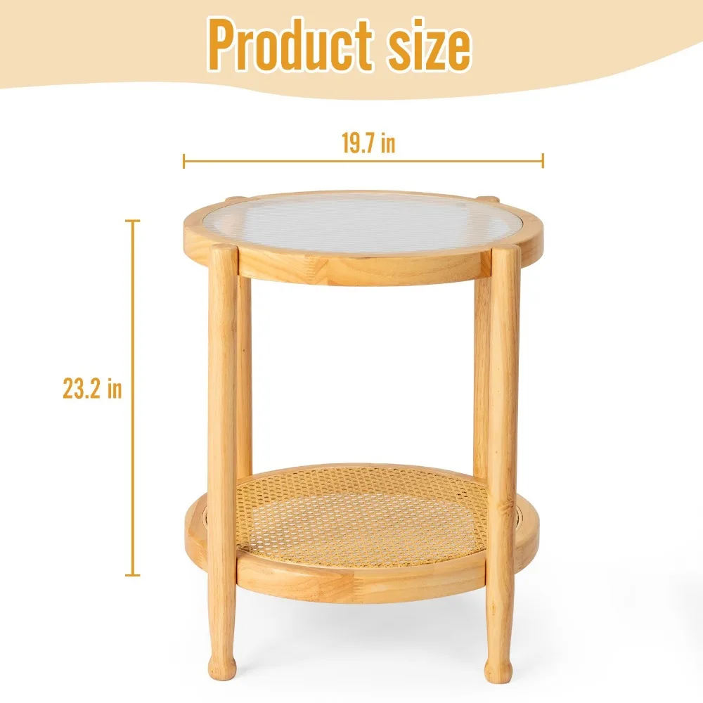 Garden 20 In/Outdoor Modern Round Coffee Table Side with Storage Open Shelf