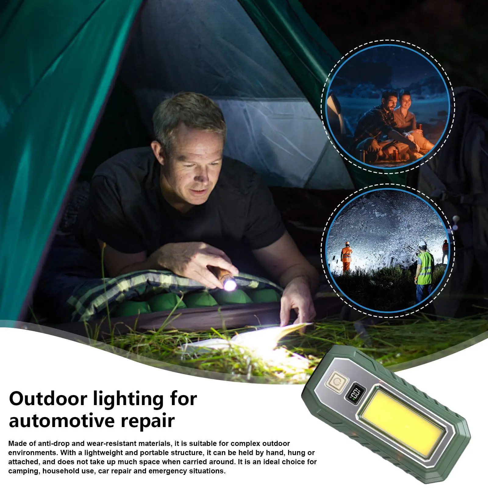 

Кемпинговые фонари 1200 мАч Магнитный светодиодный фонарик с цифровым дисплеем Перезаряжаемые фонари для палаток для кемпинга Открытая палатка Гаражный магазин