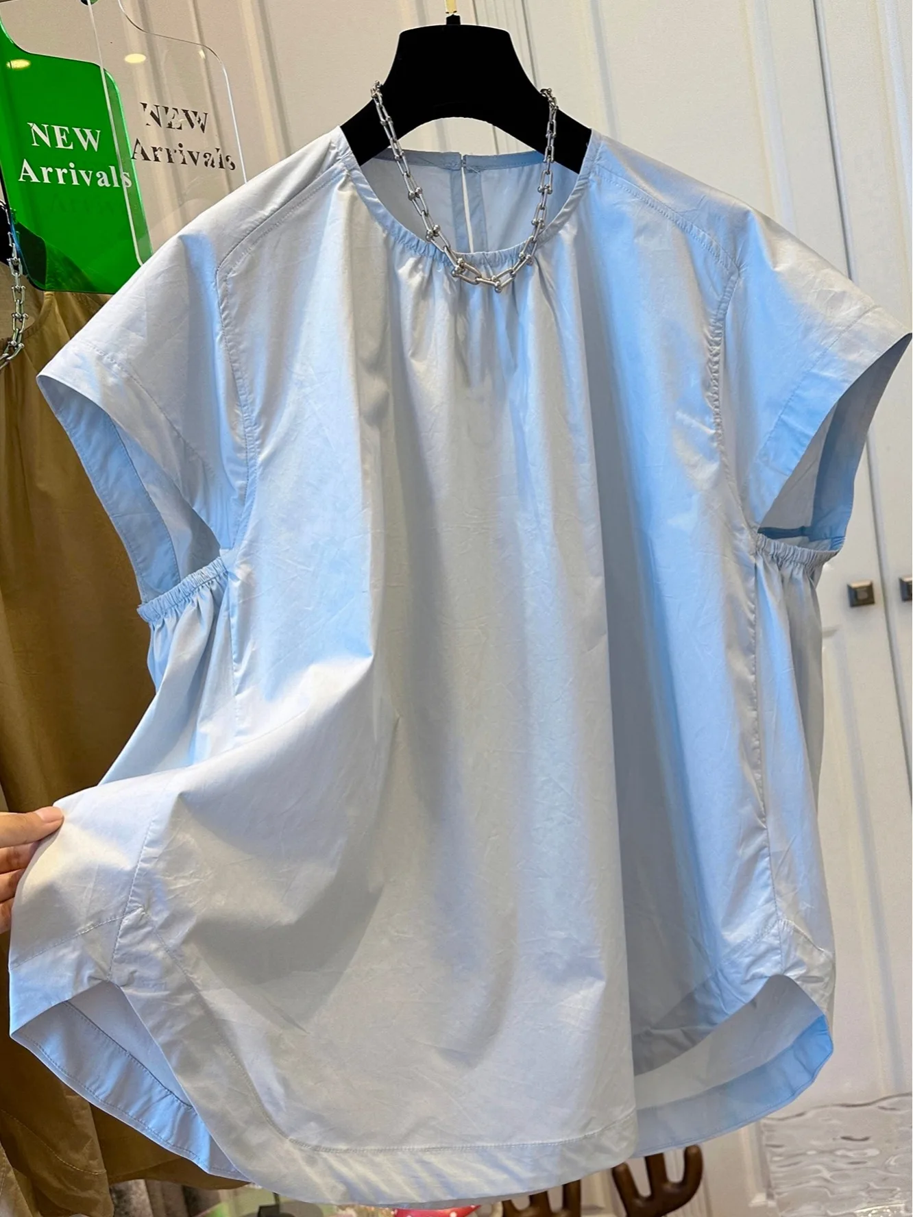 Lose runde Ne ort Sve irt Damen Koreanische Sle Sommer Neue Puppe irt Flng Sve Top Pendeln Sle Reine Farbe