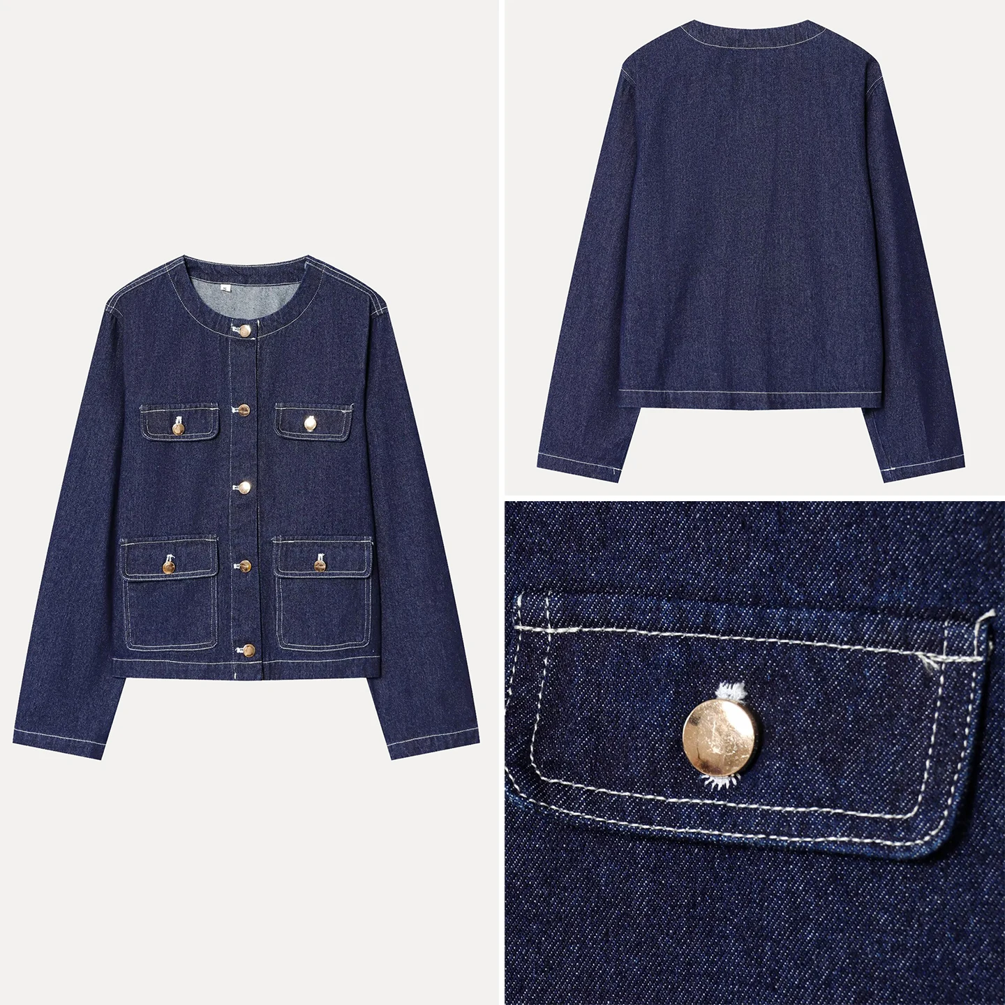 

Ele Personali Women's Denim Jaet Collarl Autumn 2025 New Arrival Z Stand Fit ort Outerwear for Ladies