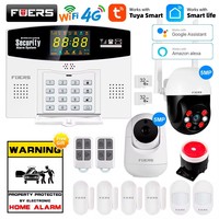 Fuers Tuya Smart WIFI 4G GSM Alarm System Burglar Alarm 433MHZ Wireless Wired Security Zone Link To Alexa Google Motion Sensor