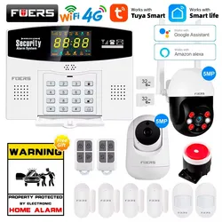 Fuers Tuya WIFI inteligente 4G GSM sistema de alarma alarma antirrobo 433MHZ enlace de zona de seguridad con cable inalámbrico a Alexa Google Sensor de movimiento