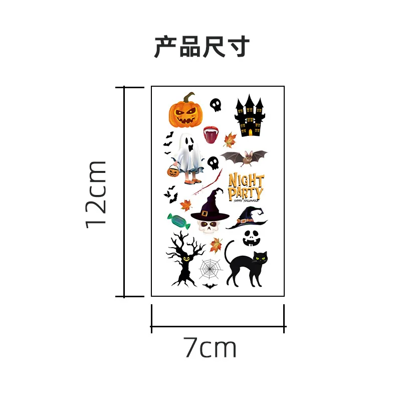 Temporary Tattoo Stickers for Kids Halloween 10 Sheets Cartoon Funny Pumpkin Face Stickers Premium Waterproof Safe Skin Cute
