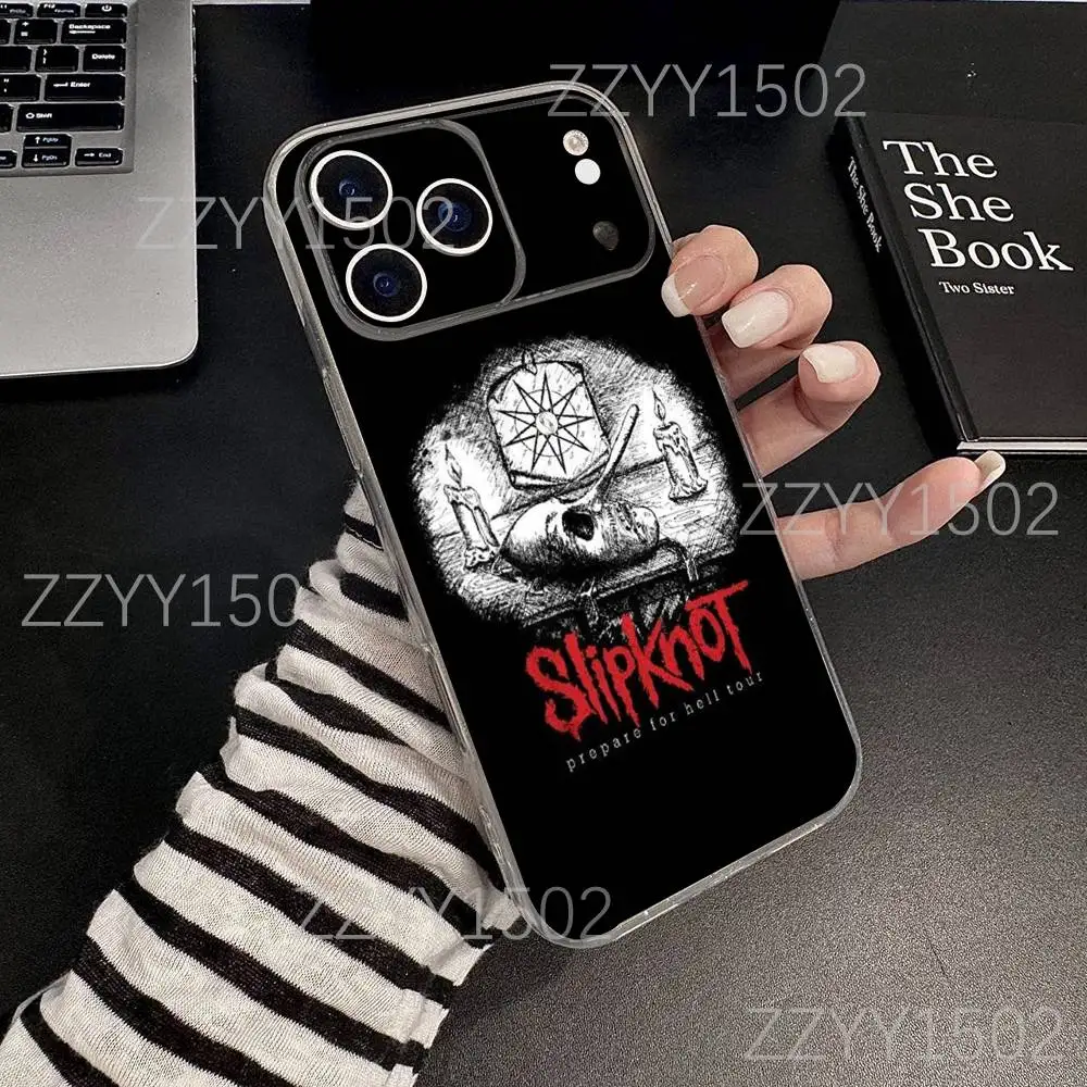 Funda de teléfono psicosocial Band S-SlipknotS para iPhone 17,16,15,14,13,12,11 Pro,Max,Plus,X,XS,XR,SE4,E Mini transparente suave
