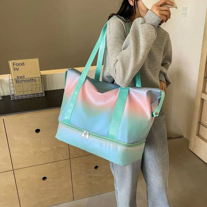 Colorful Fashion Fitness Bag Female Waterproof Dry-wet Separation Short-distance Shoulder Bags Large-capacity Travel Handbag