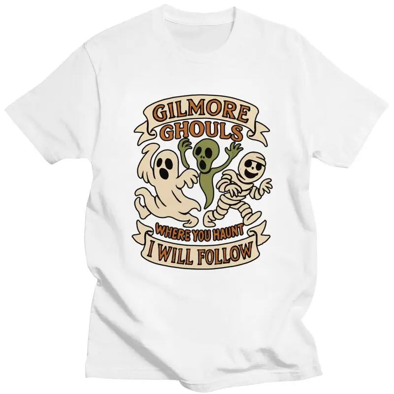 

Мужская футболка Gilmore Ghouls Where You Haunt I Will Follow с круглым вырезом и коротким рукавом, 100% хлопок, футболка с призраками на Хэллоуин, одежда