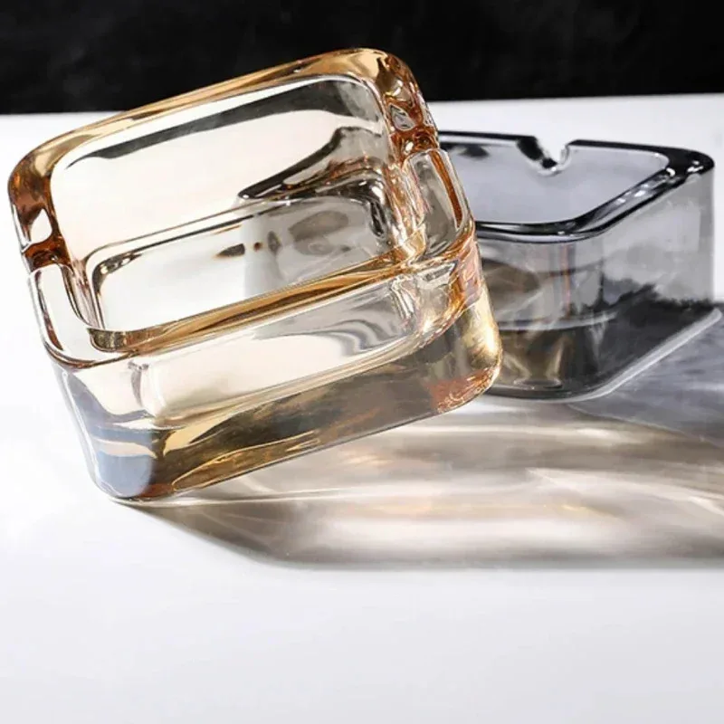 

TOPLIVING Creative Ashtray Household Crystal Glass Modern Small Exquisite Fashionable Square Cigarette Cup Luxury For Living Roo