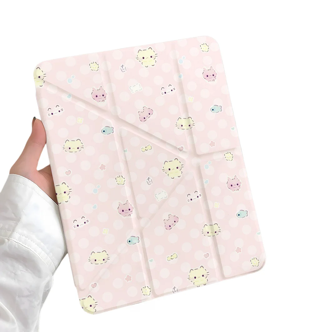

Kitten & Fish Pen Slot Tablet Case For Mini7 6 iPad Pro2024 2022 2021 2020 2019 2018 2017 11 10 9 8 7 6 5 Air7 6 5 4 3 2 1 Cover