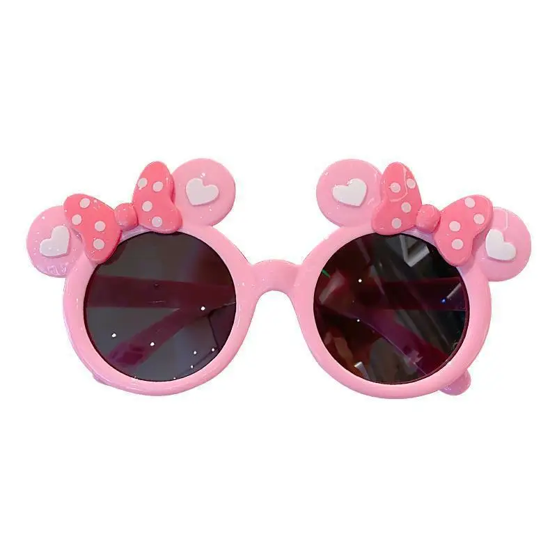 Serie Disney di occhiali da sole Mickey con fiocco per bambini, occhiali da sole da cartone animato per ragazze, simpatici ombretti Minnie, Spot hot