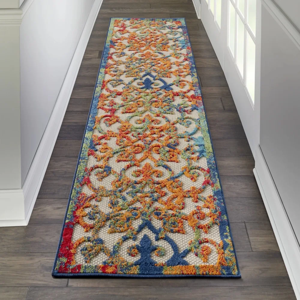 

Aloha Indoor/Outdoor Transitional French Country Multicolor 2'3 x 10' Area Rug, (10' Runner)