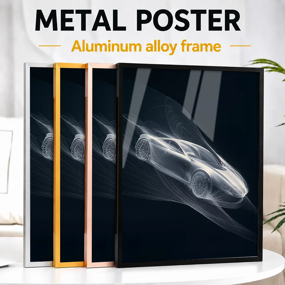 Abstract Car Framed Metal Print Customized Photo Minimalist Engineering Style Wall Art For Workshop Thoughtful Enthusiast Gift