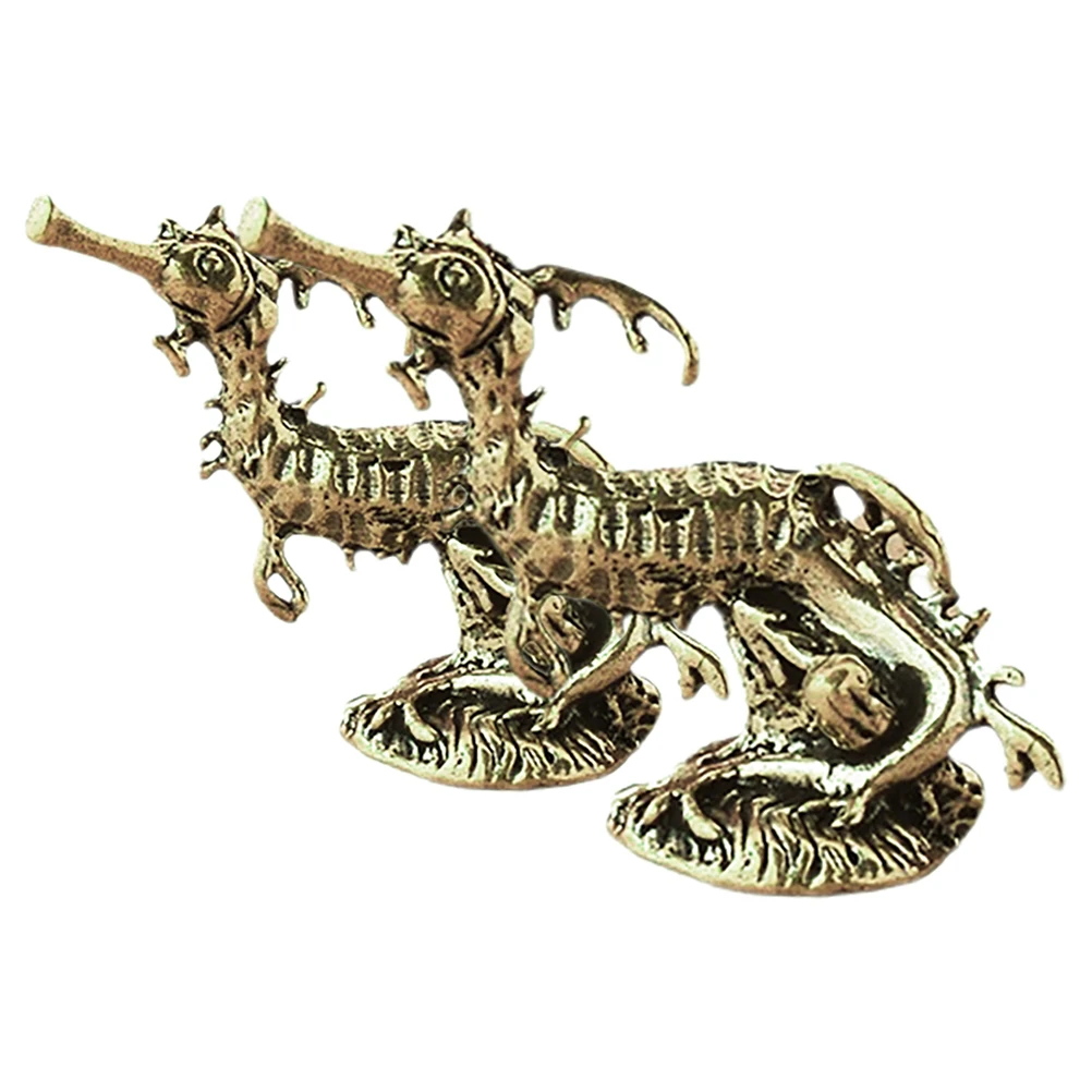 

2Pcs Brass Seahorse Sculpture Nautical Home Decor Coastal Animal Statue for Office Shelf Decoration Nautical Brass Decor
