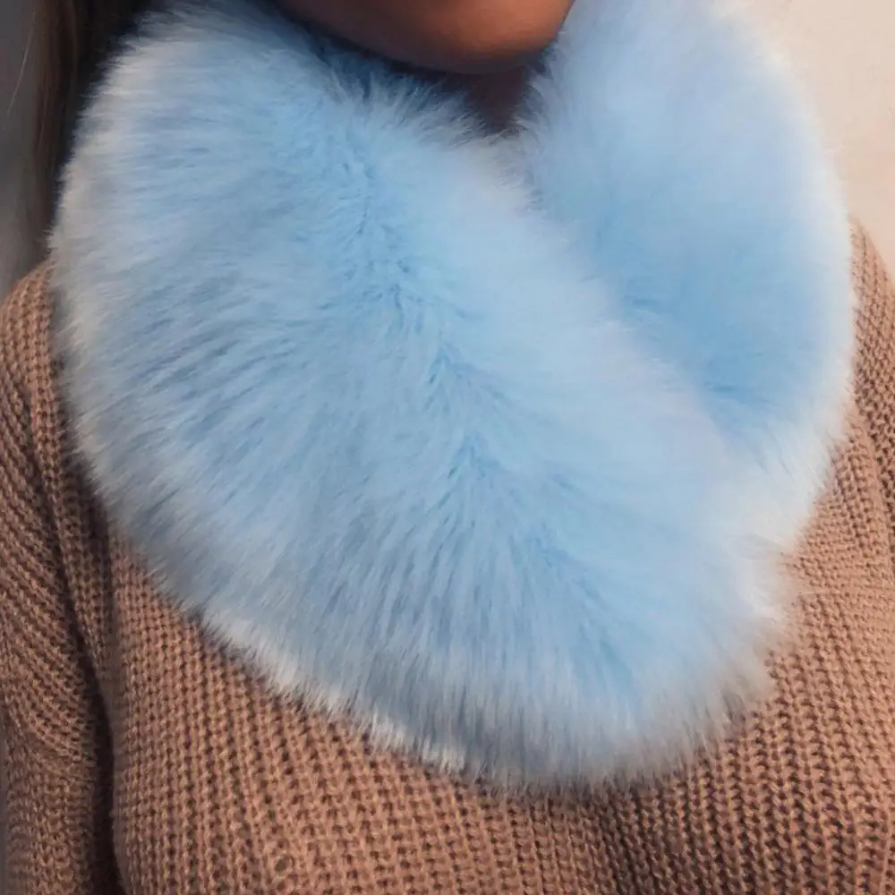 Winter Coat Faux Fur Fluffy Collar Scarf Wrap Fashion Sweater Neck Warmer Faux Fox Fur Collar Shawl Heart Shape Furry Fur Collar