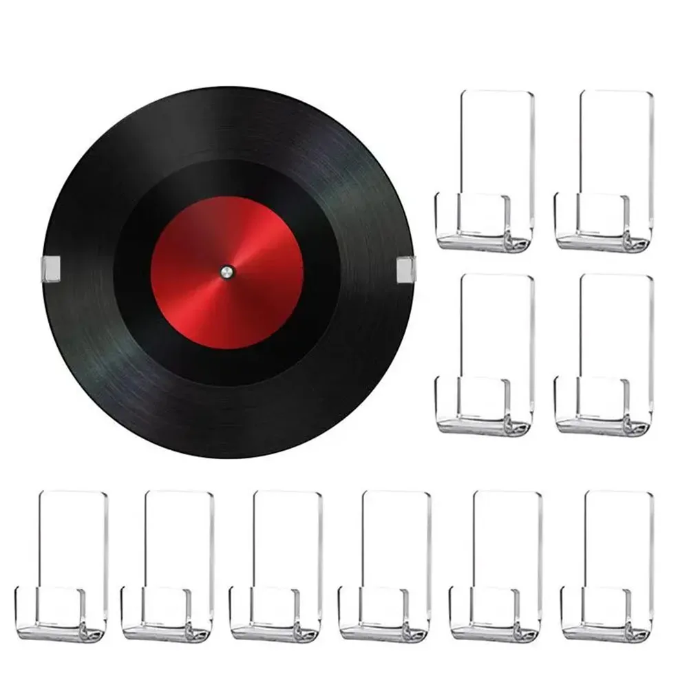 10pcs Highly Transparent Wall-Mounted Acrylic Record Rack Record Display Hook 4*2cm Home Storage Organization Accessories