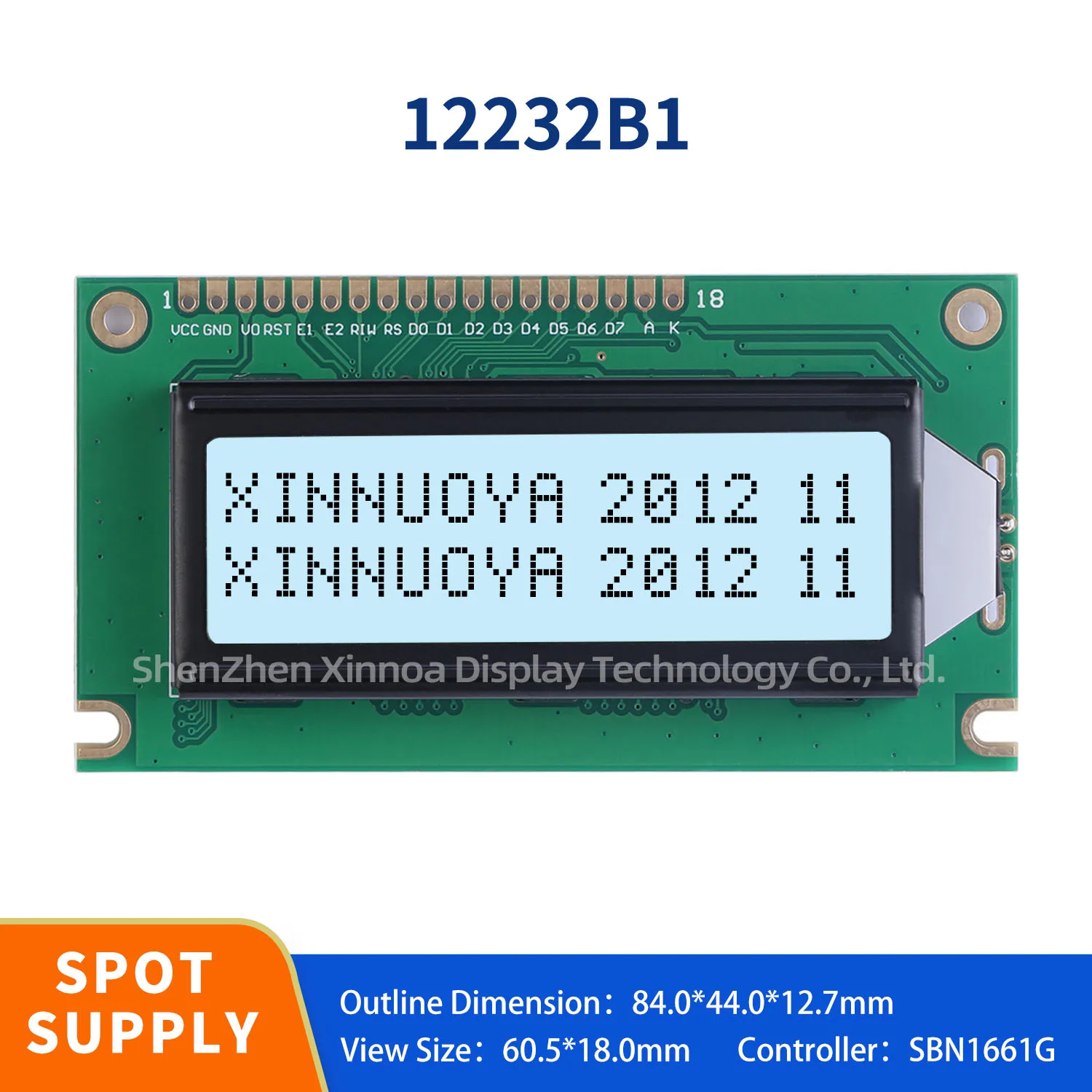 FSTN gray film white light black text 84x44mm LCM SED1520 LCD 122x32 Graphics Panel 18 PIN Compatible with LCM12232B1