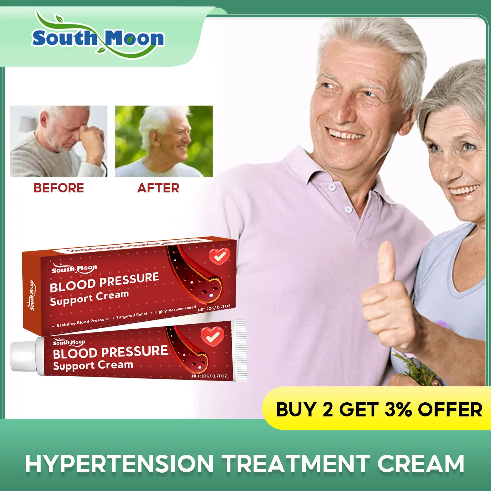 Control High Blood Pressure Treatment Cream Relieve Fatigued Stress Giddy Promote Blood Circulation Health Hypotensive Ointments