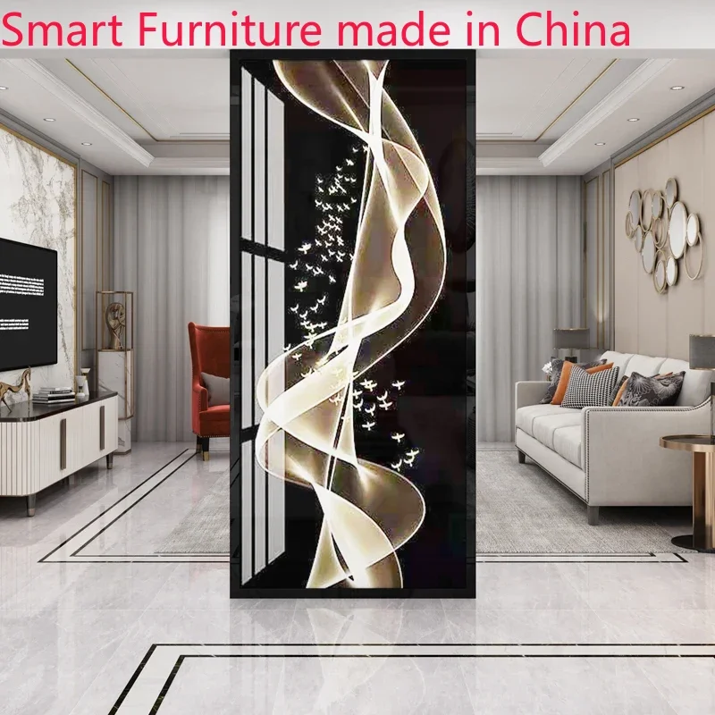 Iron stainless steel screen partition simple modern living room bedroom glass household bathroom to block the porch