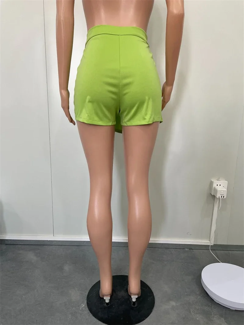 Solid Pleated Shorts Skirts 2023 Summer Women High Waist Zipper Slim Casual Pants All Matching