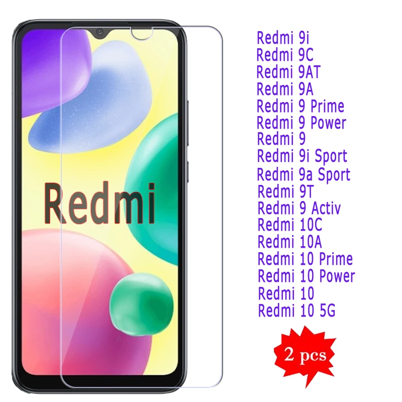 

Стекло 9H для Redmi 10 10 10 A 10C 9i 9C 9AT 9T 9A 9 Power Prime, Защитная пленка для экрана, стекло для Xiaomi Redmi 9 10 A C T, 2-1 шт.