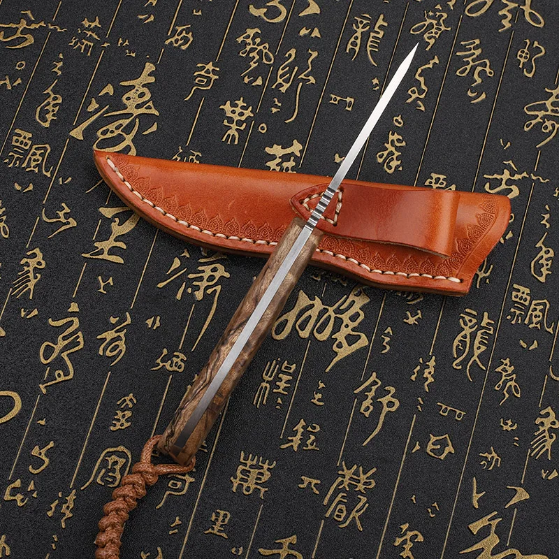 14C28N integrated steel shadow wood handle fixed knife for outdoor jungle hunting, self-defense, camping, cutting,portable knife