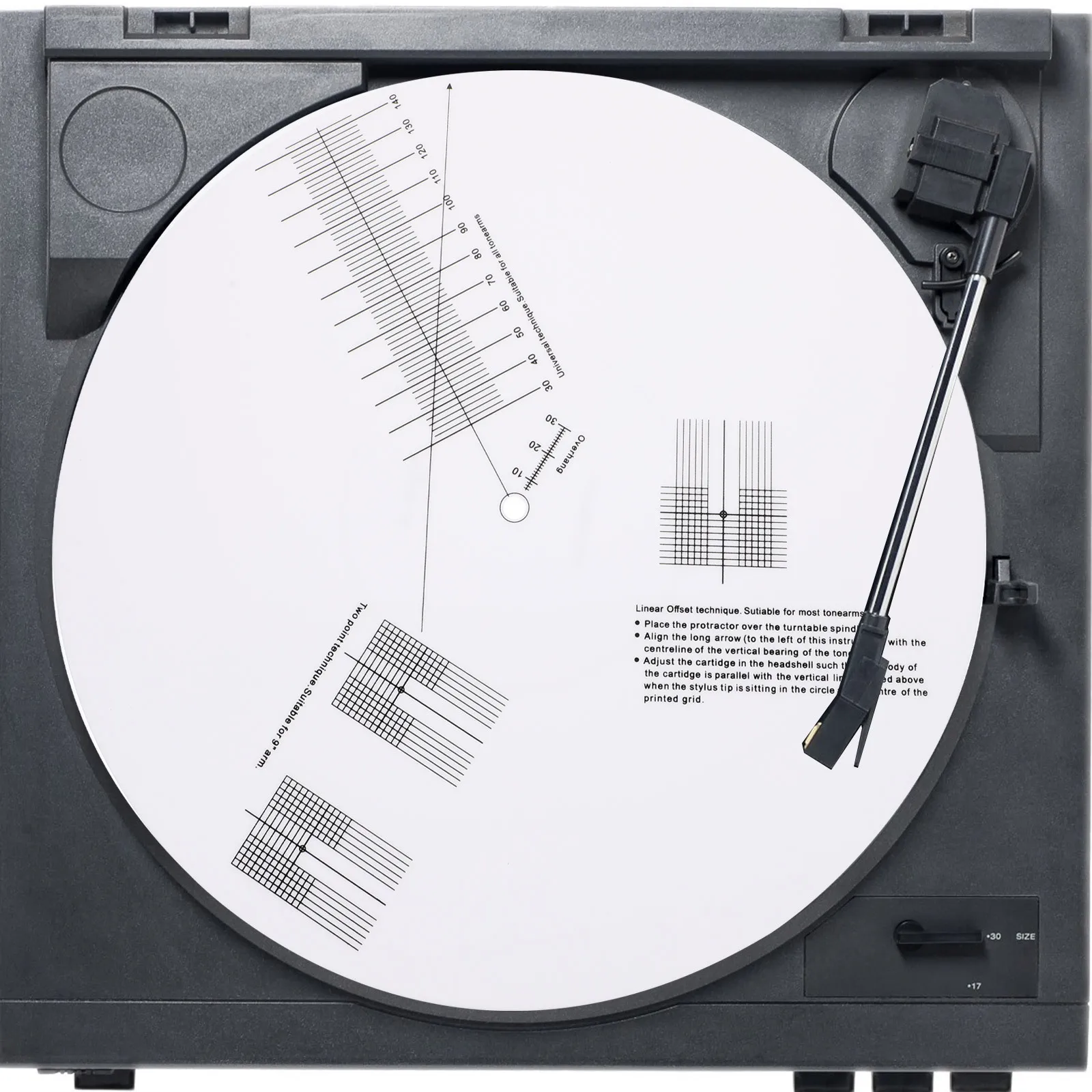 1 قطعة الاكريليك مشغل تسجيلات من الفينيل معايرة القرص الأبيض المضادة للانزلاق مقياس حاكم ل القلم التزلج قوة اختبار Tonearm محاذاة #5