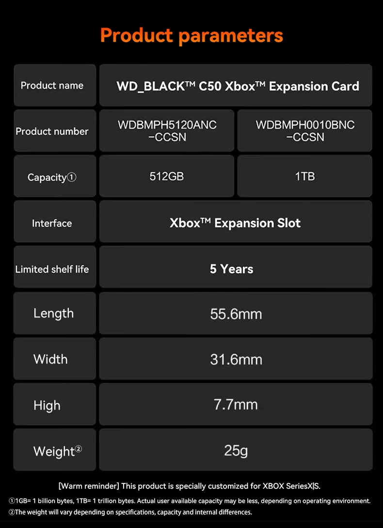 Western Digital WD BLACK C50 512GB 1TB Expansion Card Memory For Xbox Series X|S Quick Resume Western Digital Solid State Drive