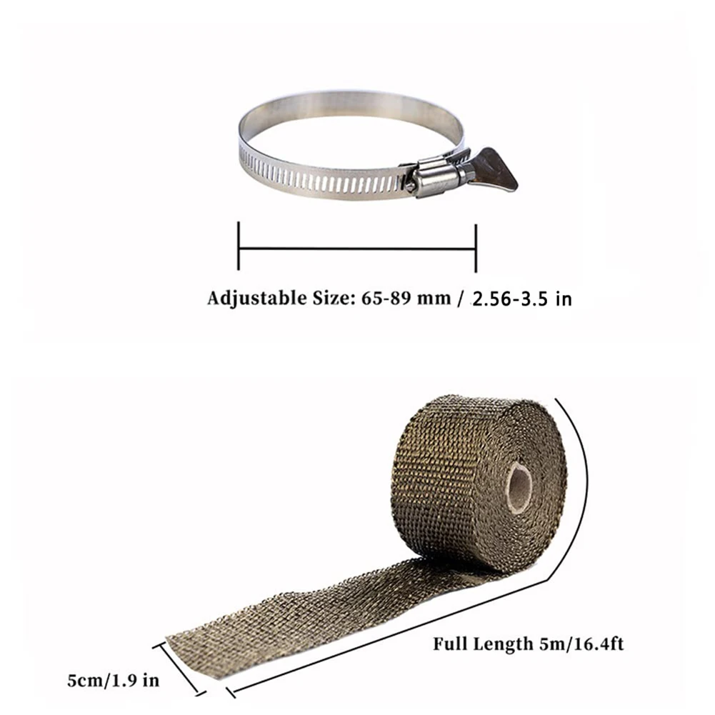 Camping Tent Stove Chimney Fireproof Ribbon with 2 Clamps Anti-Scald Chimney Protector Thermal Insulation Fireproof Pipe Wrap