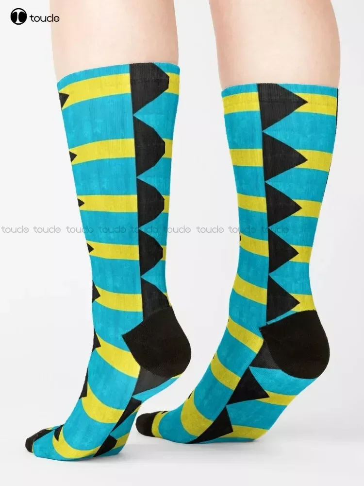 Bahamas Flag - Colors Of Bahamas Socks Personalized Custom Unisex Adult Teen Youth Socks 360° Digital Print Custom Gift