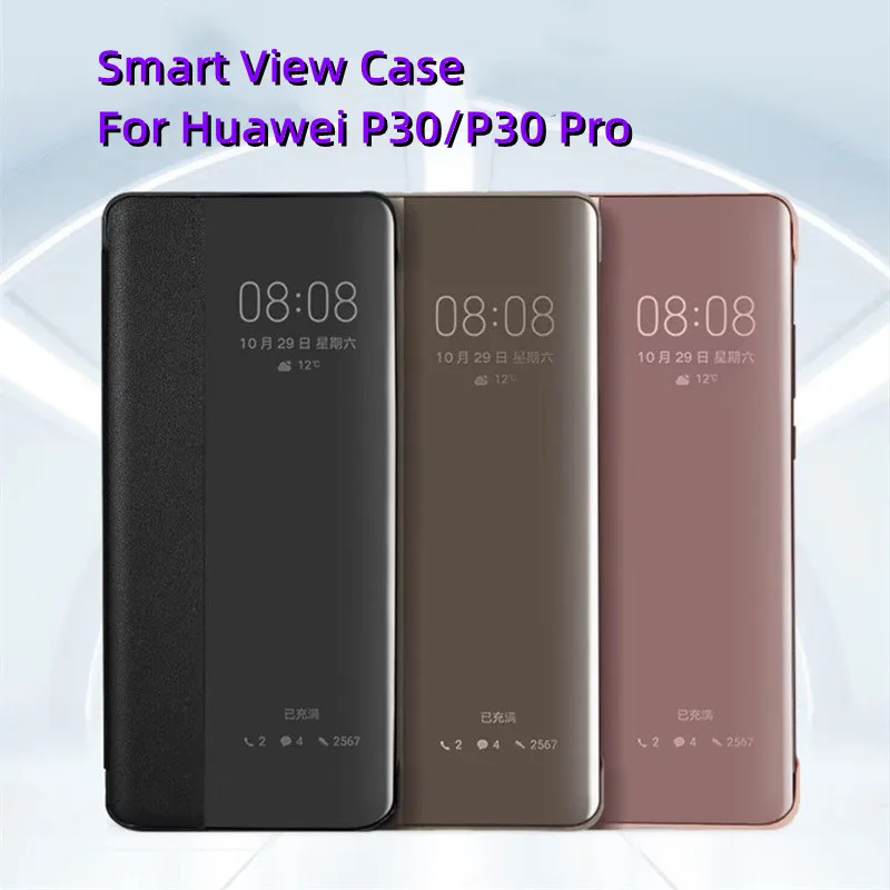 Nueva funda Original de vista inteligente para Huawei P30/P30 Pro Auto Sleep Wake Up Flip Cover carcasa de teléfono de cuero de lujo para P30 Fundas Capa