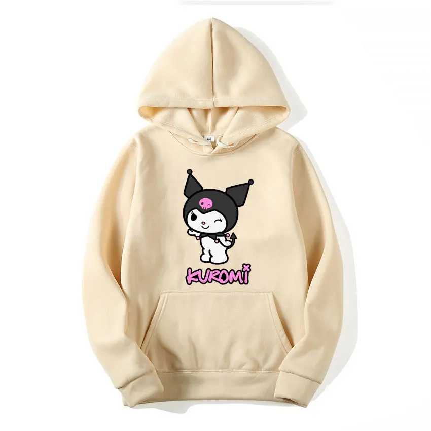 Kuromi Kawaii Women Hoodie Tops Spring Autumn New Fashion Men Pullover Cartoon Anime Black Couple Oversized Sweatshirt Clothes