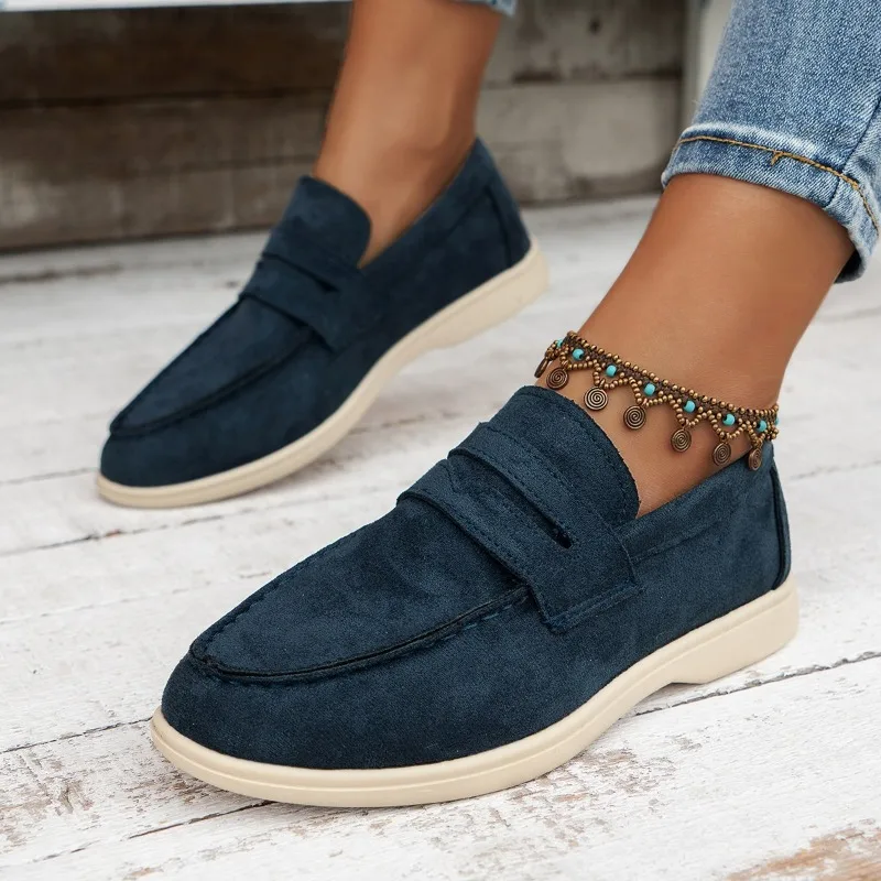 Women\'s Flat Shoes 2024 New Trend Spring Autumn Platform Suede Loafers Shoes Outdoor Casual Ladies Walking Shoes Zapatos Mujer