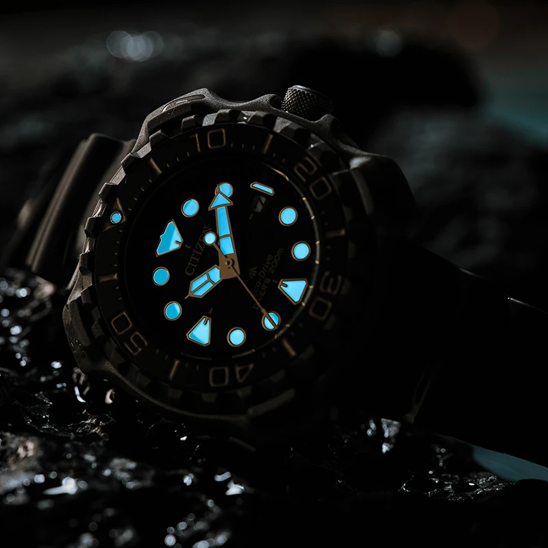 CITIZEN Original Men Watch Eco-drive Promaster Super Titanium Series Men\'s Photokinetic Diving Luminous Sports Watch BN0220-16E