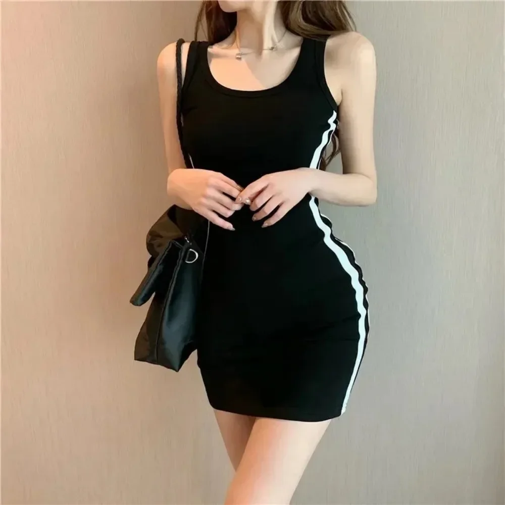 الصيف المرأة عادية فستان ضيق سيدة السباغيتي حزام بلا أكمام مثير تمتد فستان نحيل Vestidos
