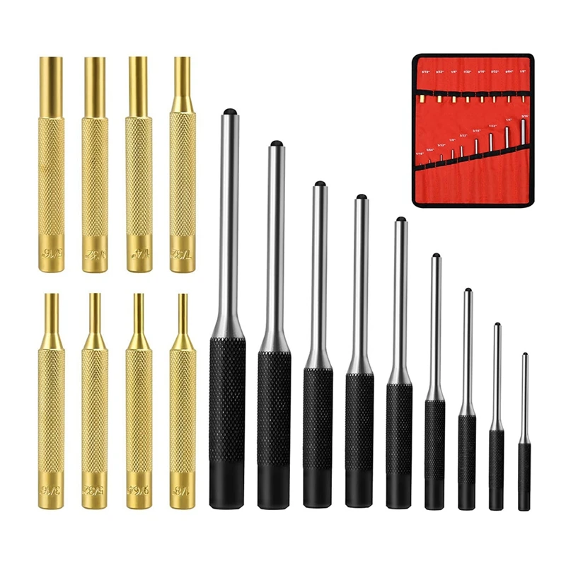 Punch Set Punch Removing Repair Tools Including Brass Pin Punches, Steel Pin Punches With Storage Pouch