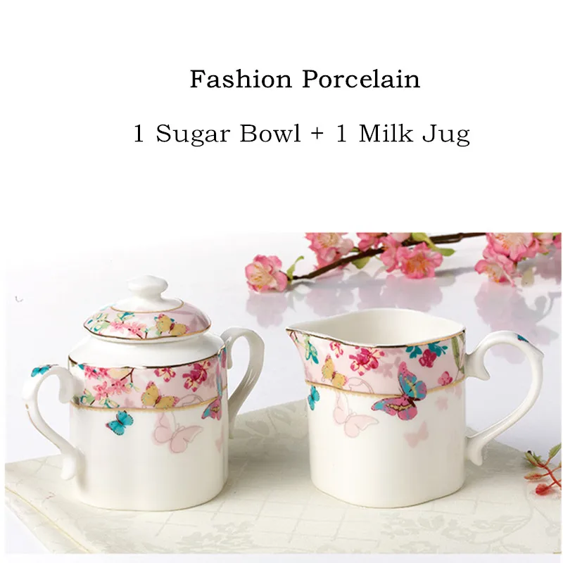 Porcelain Sugar Bowl and Milk Pot Set, Ceramic Pitcher, Kitchen Storage Container, Seasoning Box, Household Fashion, 2 Pieces