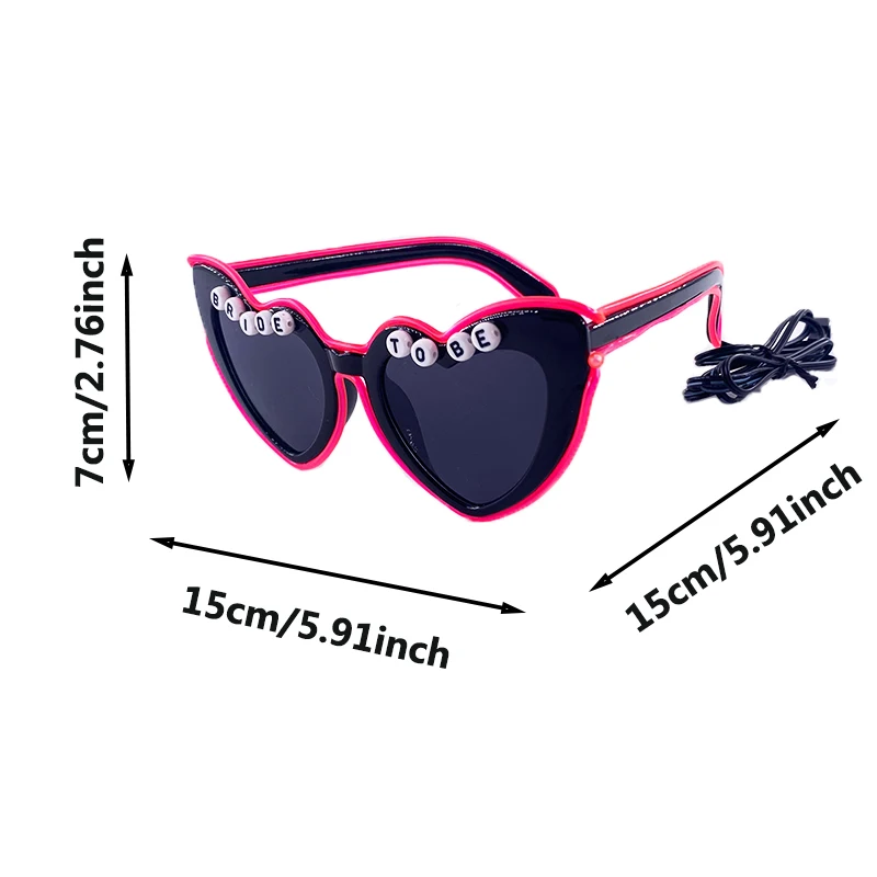 Gloeiende hartvormige bril bruid als zonnebril kostuums accessoire rekwisieten bril meisjes vrouwen versieren brillen voor de nacht