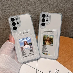 Singer Kraft Lana Del Rey Card Hold Phone Case For Samsung S24 S23 S22 S21 S20 FE Plus Ultra M33 M53 M54 5G Anti-fall Cover