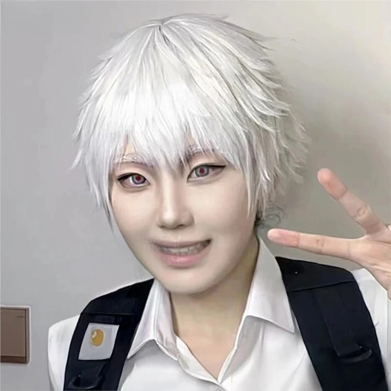 Short Hair Holloween Party Role Play Man Cos Hikaru ga Shinda Natsu Hikaru Anime The Summer Hikaru Died Cosplay Prop White Wig