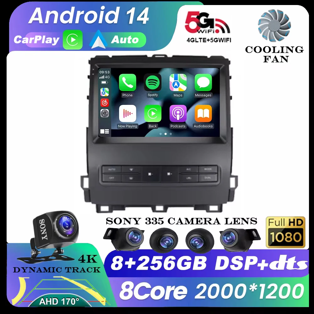 

Android 14 Car Radio For Toyota Land Cruiser Prado 120 For Lexus GX470 GX 470 J120 2002 - 2009 Multimedia Video Navi GPS Player