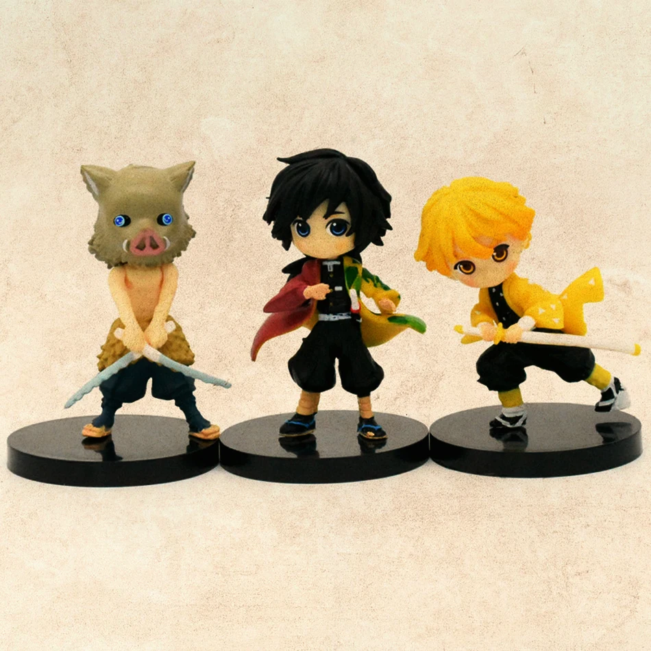 6 szt. Figurki Demon Slayer Anime 7cm Dekoracja Tortu Anime Kreskówka Kamado Nezuko Agatsuma Figurka Lalka Ozdoba