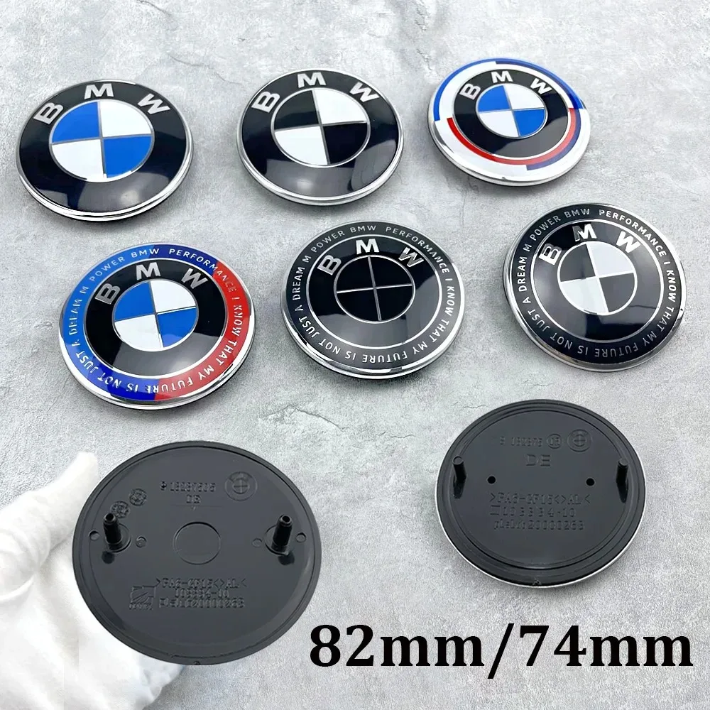 2 Peças Emblema de Capô Dianteiro e Logotipo Traseiro de Porta-Malas 74mm/82mm 50º Aniversário para Mini BMW E46 E39 E36 E87 E90 E91 F20 E53 X3 X5