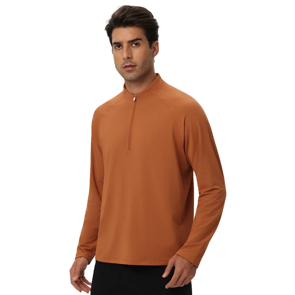 Custom LOGO men's fitness wear semi-zipper sports long-sleeved lightweight warm outdoor casual running autumn and winter top