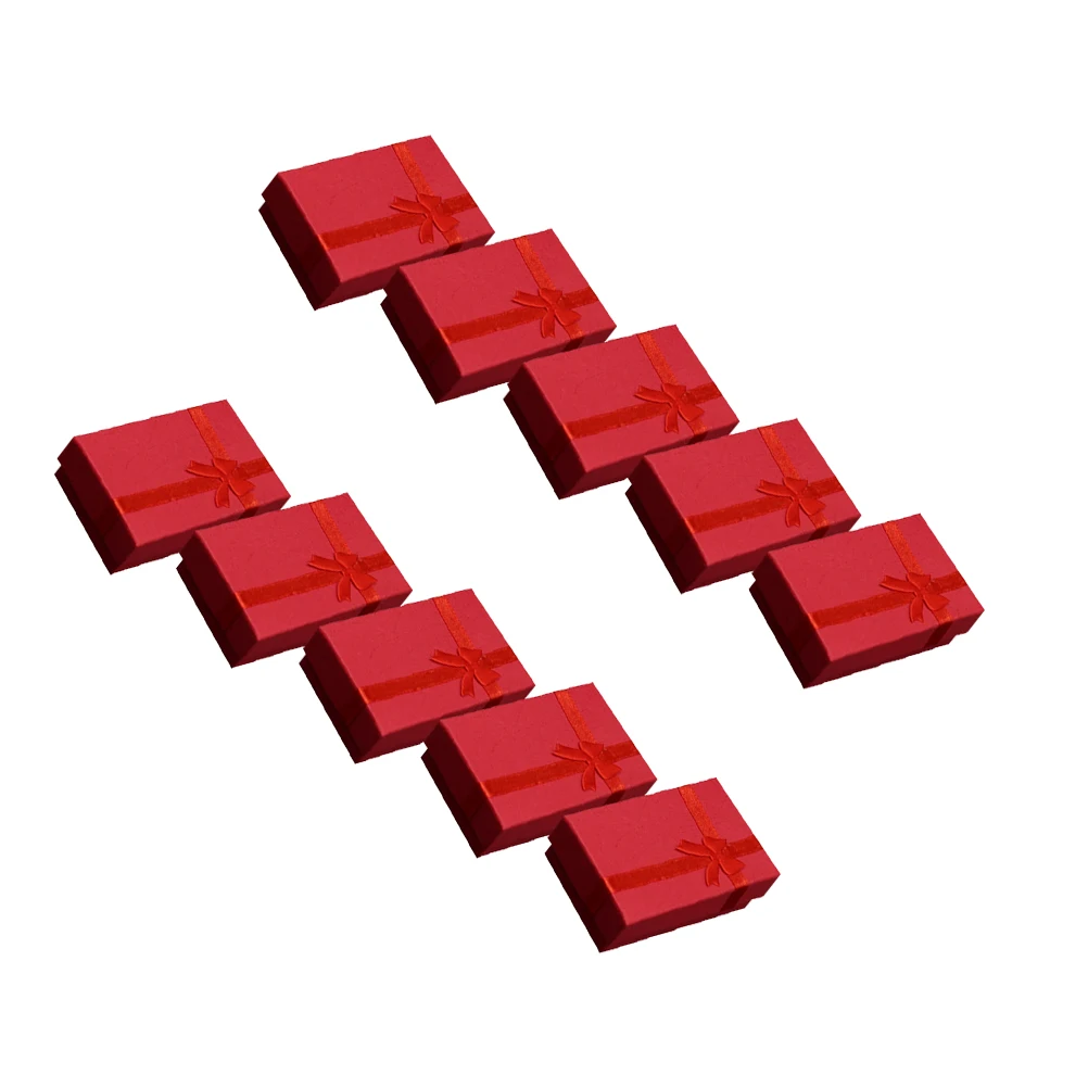 

10PCS Bowknot Shape Jewelry Box Necklace Storage Container Ring Display Case Organizer for Home Shop (Red)