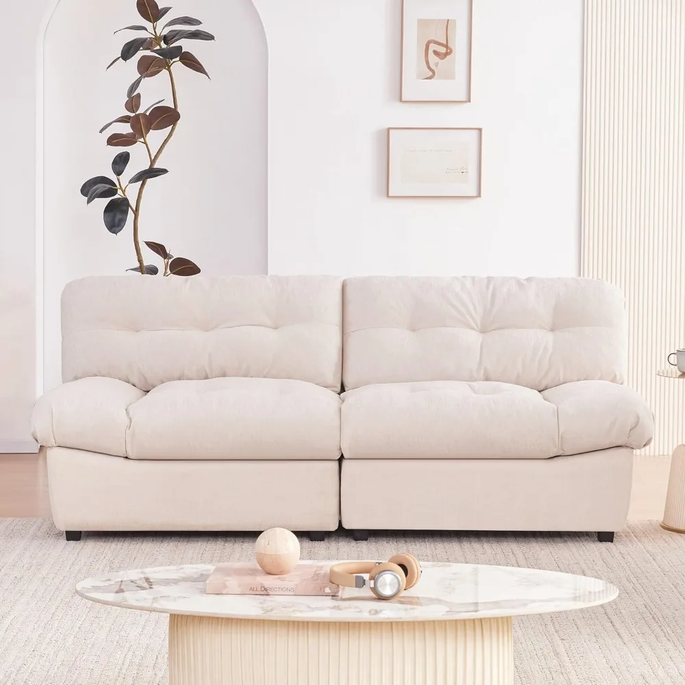 

80" Chenille Cloud Deep Seat Overstuffed Couches for Living Room, Cozy Comfy Cloud Sofa with Solid Wood Frame, Modern Loveseat