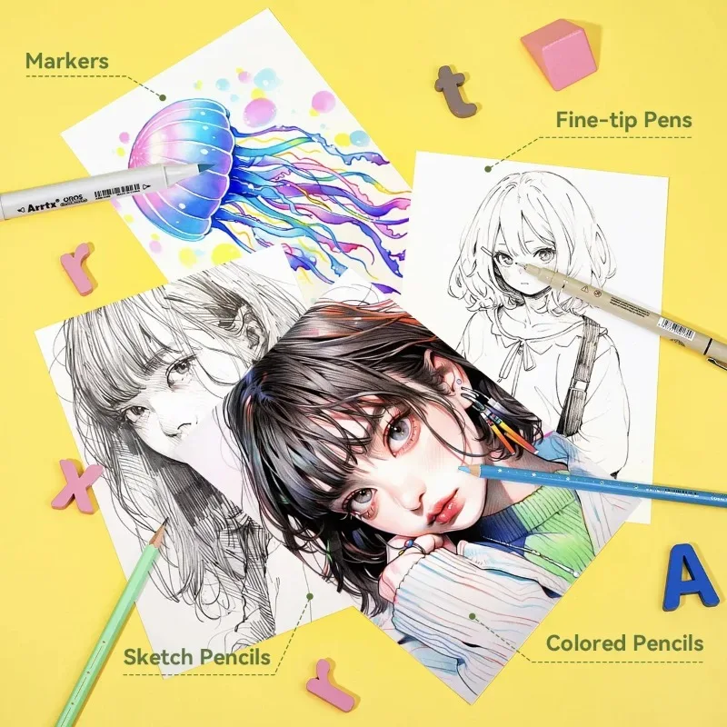 العودة إلى المدرسة كراسة الرسم الصلبة السميكة لطلاب الفن، كراسة الرسم لطلاب المدارس الابتدائية، الرسم مرسومة باليد