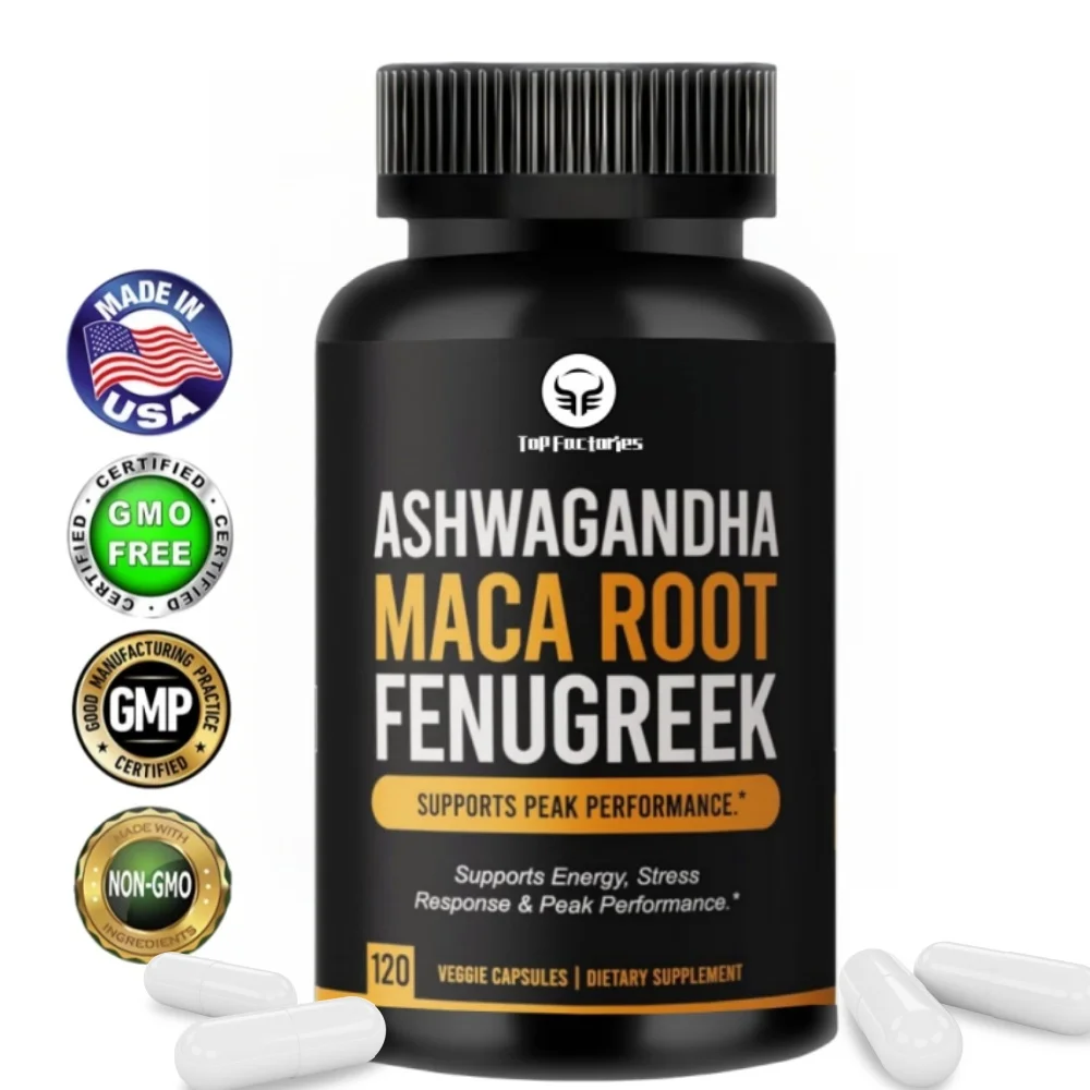 

Organic Ashwagandha Maca Root Fenugreek Extract Capsules Supplement for Men Women Vegan Pills 120 Caps