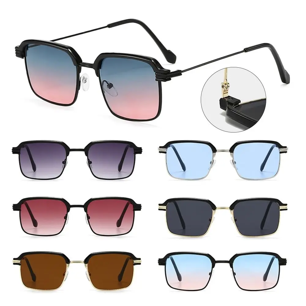 

Spring Hinges Sunglasses Metal Frame Casual Square Frame Sun Glasses Retro UV400 Protection Cycling Eyewear Outdoor Street