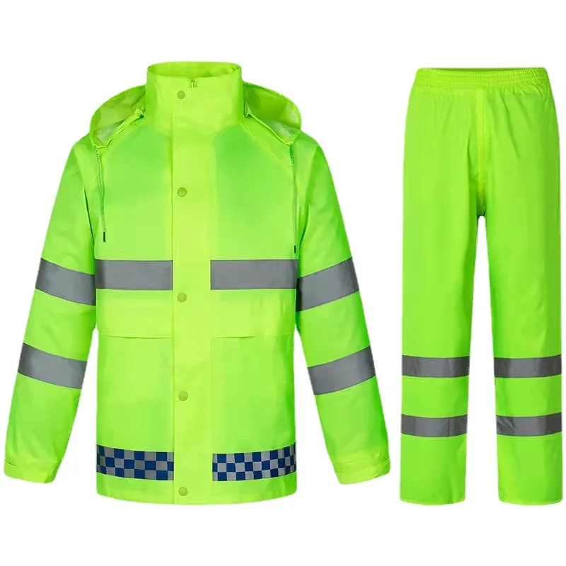 Imperméable vert pour la protection de l'environnement, imperméable imbibé, pantalon de pluie fendu, coulée imperméable, adapté aux travailleurs