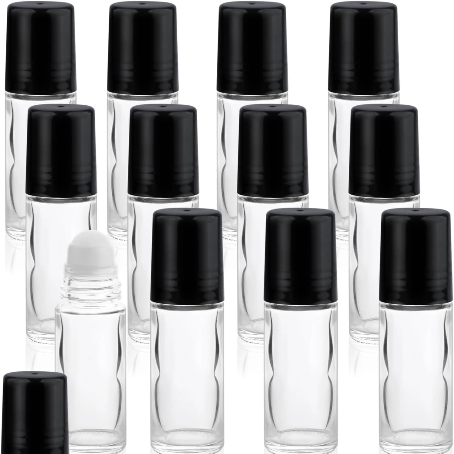 20 Stück 30ml Roll-On-Flaschen, leere Roll-On-Flaschen für ätherische Öle, klare Glasflaschen mit Kunststoff-Rollkugel für Parfüm und Kosmetiköl – Detail 1